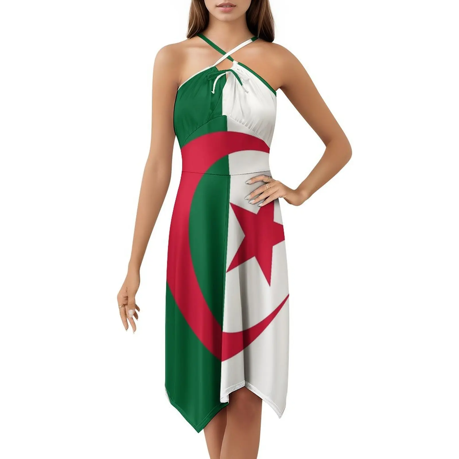 فستان الهيب هوب للسيدات بعلم الجزائر ملابس الشارع الشهير مطبوع عليه رسومات جرافيك ملابس الحفلات والنوادي علم الجزائر ملابس نسائية رائعة ومضحكة #5