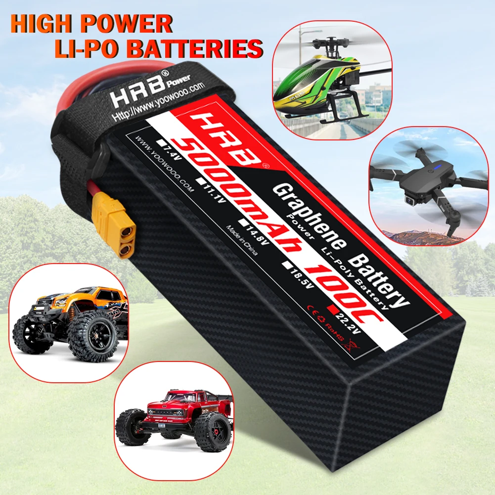 HRB 6S 5000mah بطارية الجرافين 100C RC 22.2 فولت 6S بطارية ليبو مع موصل XT90 للطائرات بدون طيار هليكوبتر RC سيارة الوحش