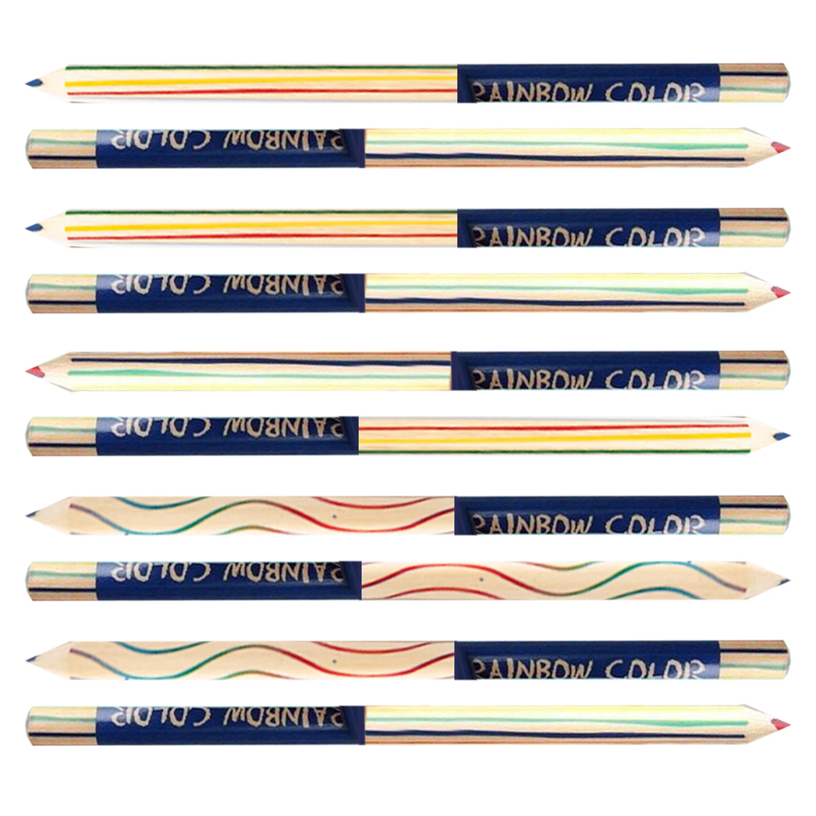 Rainbow Pencils 10 Pieces Wooden Multi Colored Pencil 4-In-1 Colored Pencil For Adults Multicolored Pencils For Art Drawing