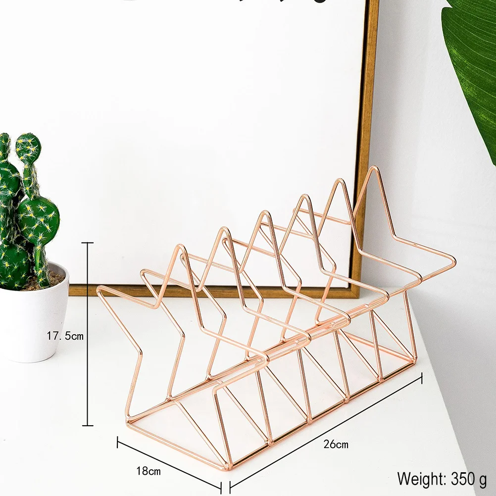 ارتفع الذهب الحديد الفن شكل نجمة سطح المكتب رف كتب الإبداعية بسيطة المنظم رف الشمال نمط حامل كتب تخزين مكتب المنزل #5