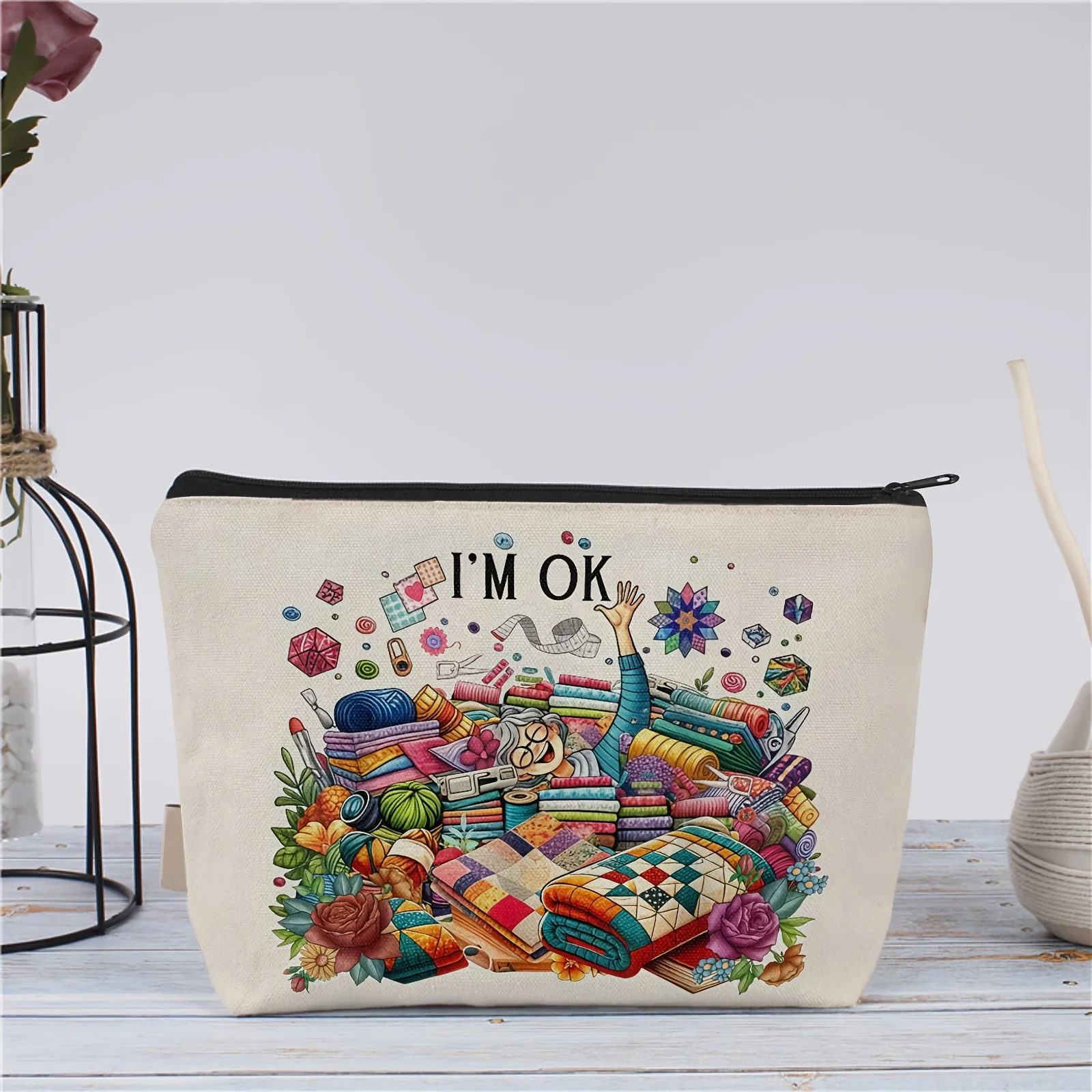 A Funny Sewing Machine Makeup Bag - Cute Multifunctional Zipper Pouch, Jewelry Storage Bag, Perfect Travel Zipper Small Storage