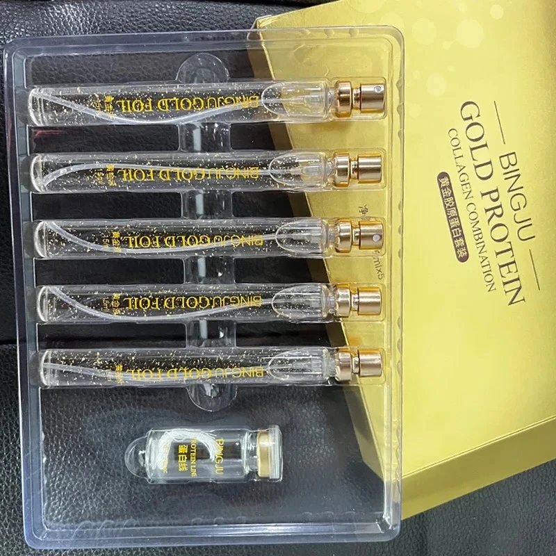 Anti-Aging Smoothing Firming Moisturizing Hyaluronic Skin Care Face Serum Active Collagen Silk Thread 24K Gold Facial Essence