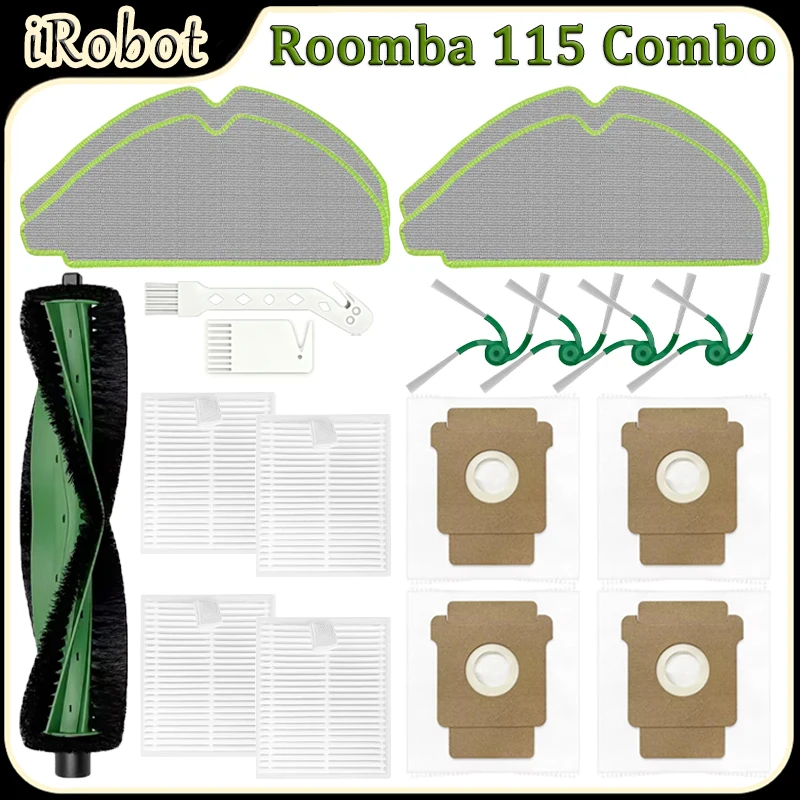 For iRobot Roomba 115 Combo Robot Vacuum Accessories Main Brush HEPA Filter Mop Pad Side Brush Dust Bag Replacement Parts