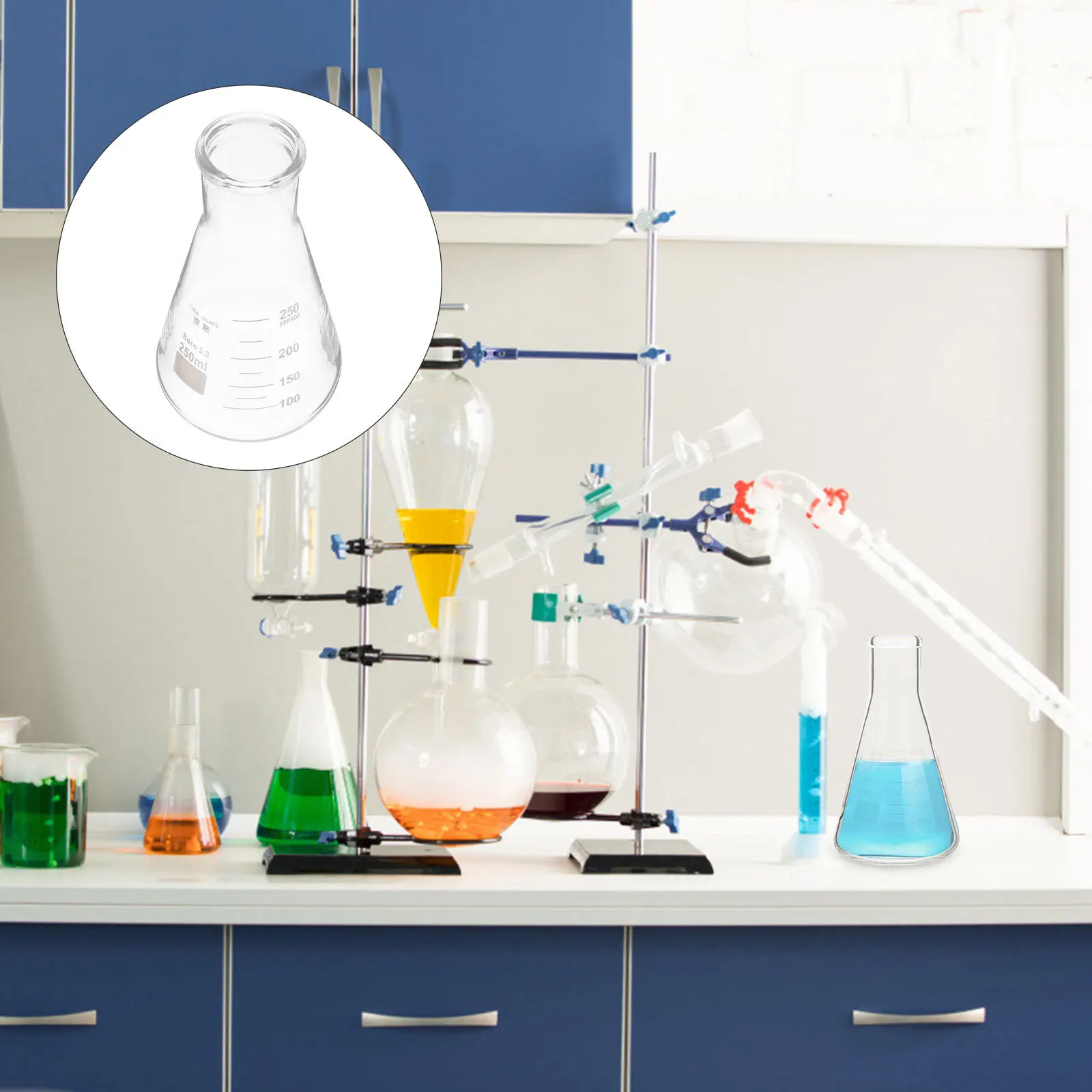 

2Pcs Thickened Glass Laboratory Erlenmeyer Flasks Transparent Flat Bottom Flasks for Experiment Education Use Erlenmeyer Flask