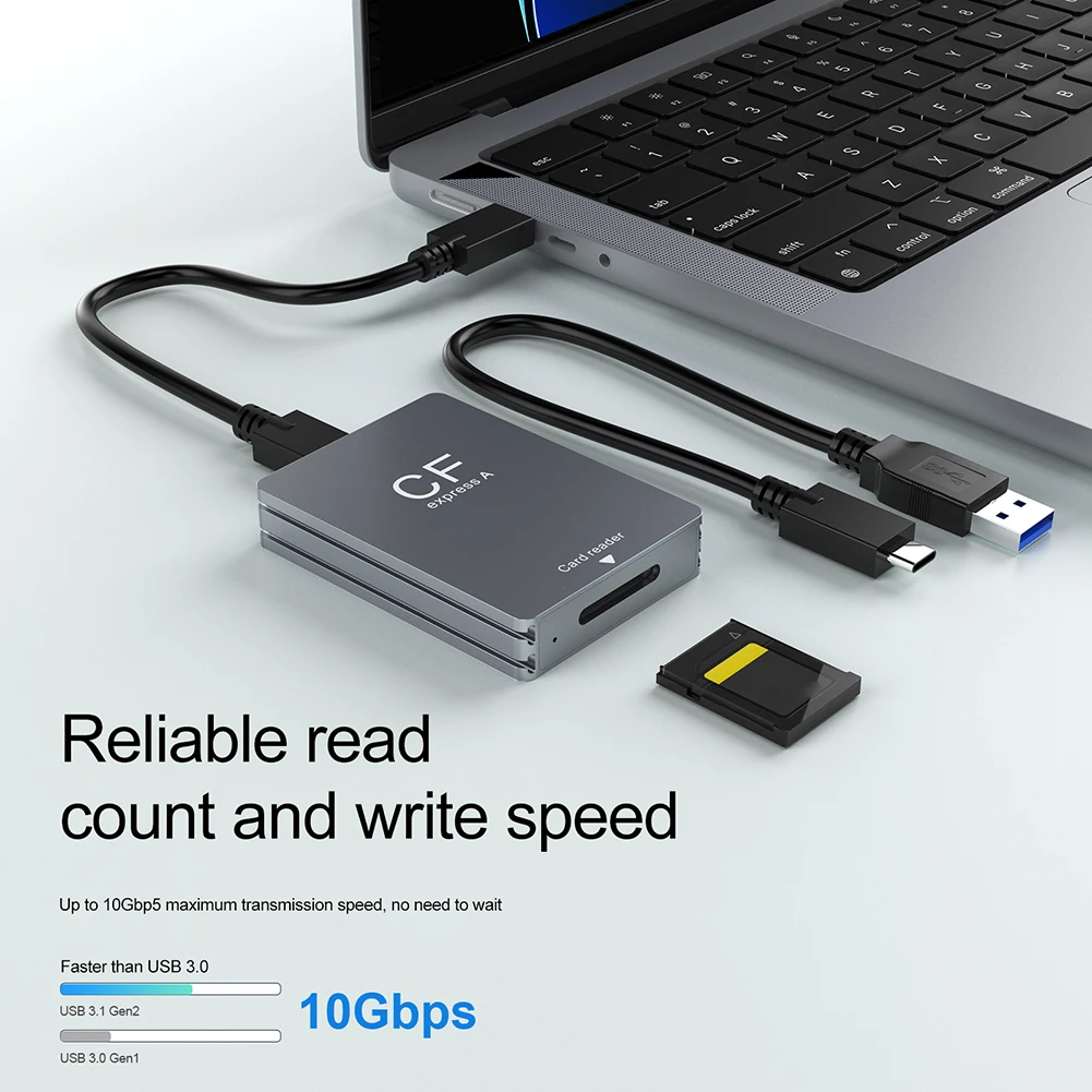 CFexpress Tipe A Pembaca Kartu dengan USB C Ke USB C/USB A Kabel CFexpress Kartu Adaptor Mendukung Android/Windows/OS untuk SLR