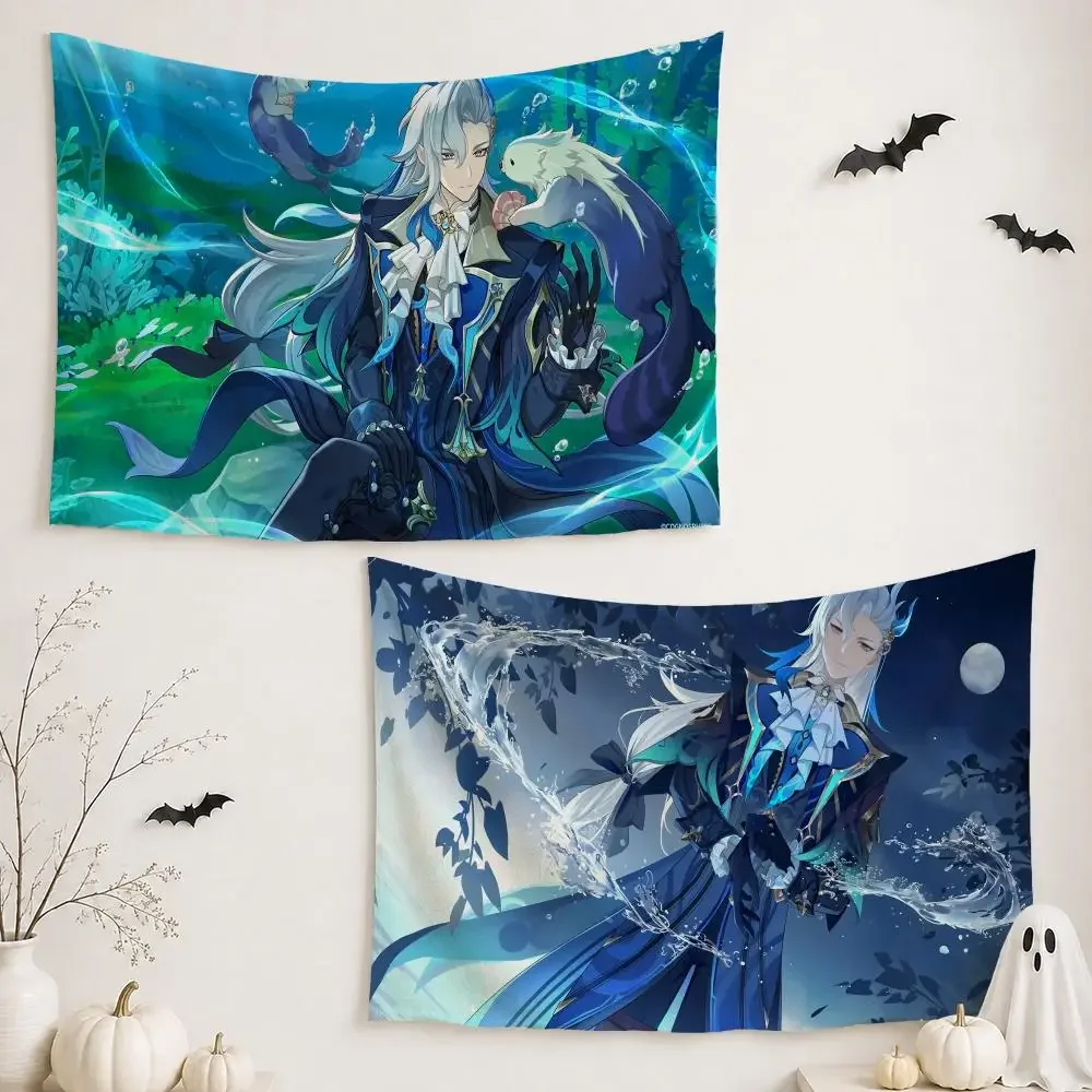 G-Genshin Impact Neuvillette	 Tapestry Wall Hanging Tapestry Aesthetic Room Decor Banners for Bedroom Living Room Outdoor Party