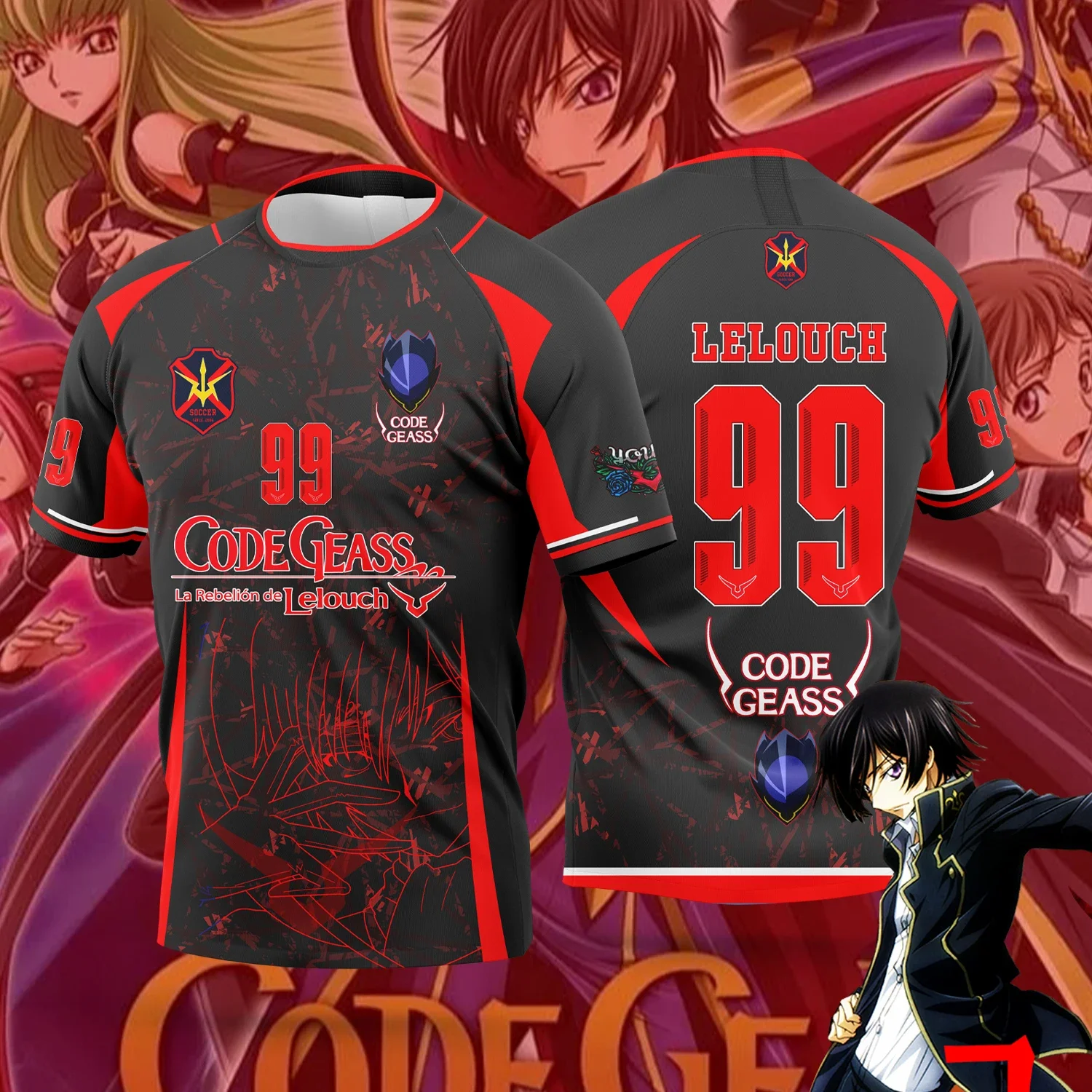 

CODE GEASS Anime 3D Print Sport Quick Dry Breathable T-shirt Adult Baby Soccer Jersey Parent-child Suit Boy Girl Short Sleeve
