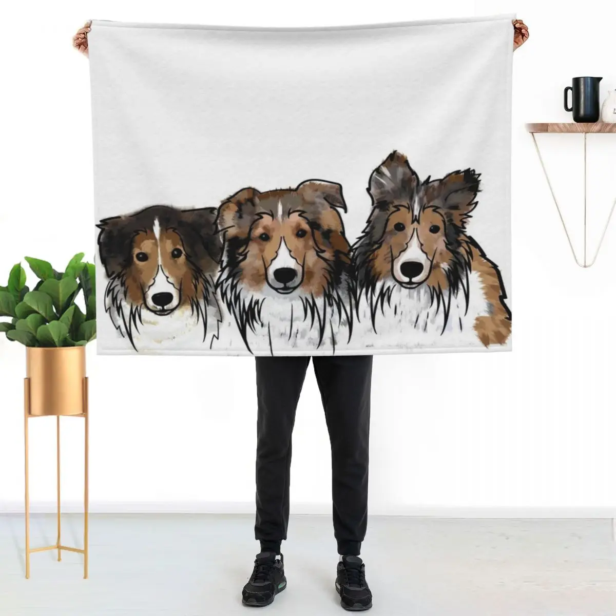 3 Shelties Throw Blanket For Decorative Sofa Sofa Quilt Nap Flannel Fabric Picnic halloween Blankets