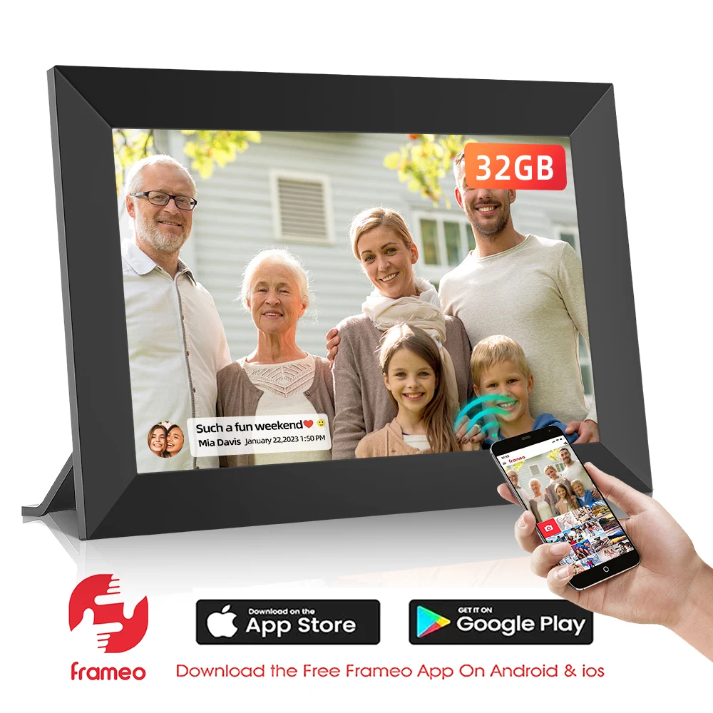 

32GB WiFi digital photo frame 10.1-inch Frameo APP intelligent digital photo frame 1280x800 LCD touch screen is the best Christm