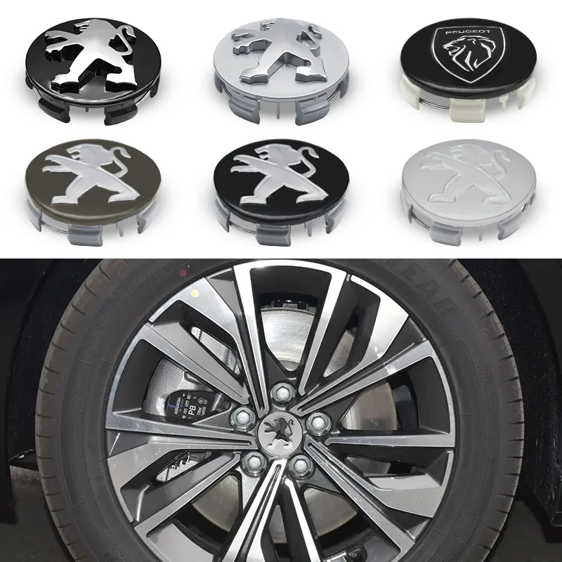 60mm 4pcs Car Wheel Center Hub Cap Badge Emblem Wheel Rim Covers For Peugeot 206 307 3008 301 407 408 508 2008 Auto Accessories