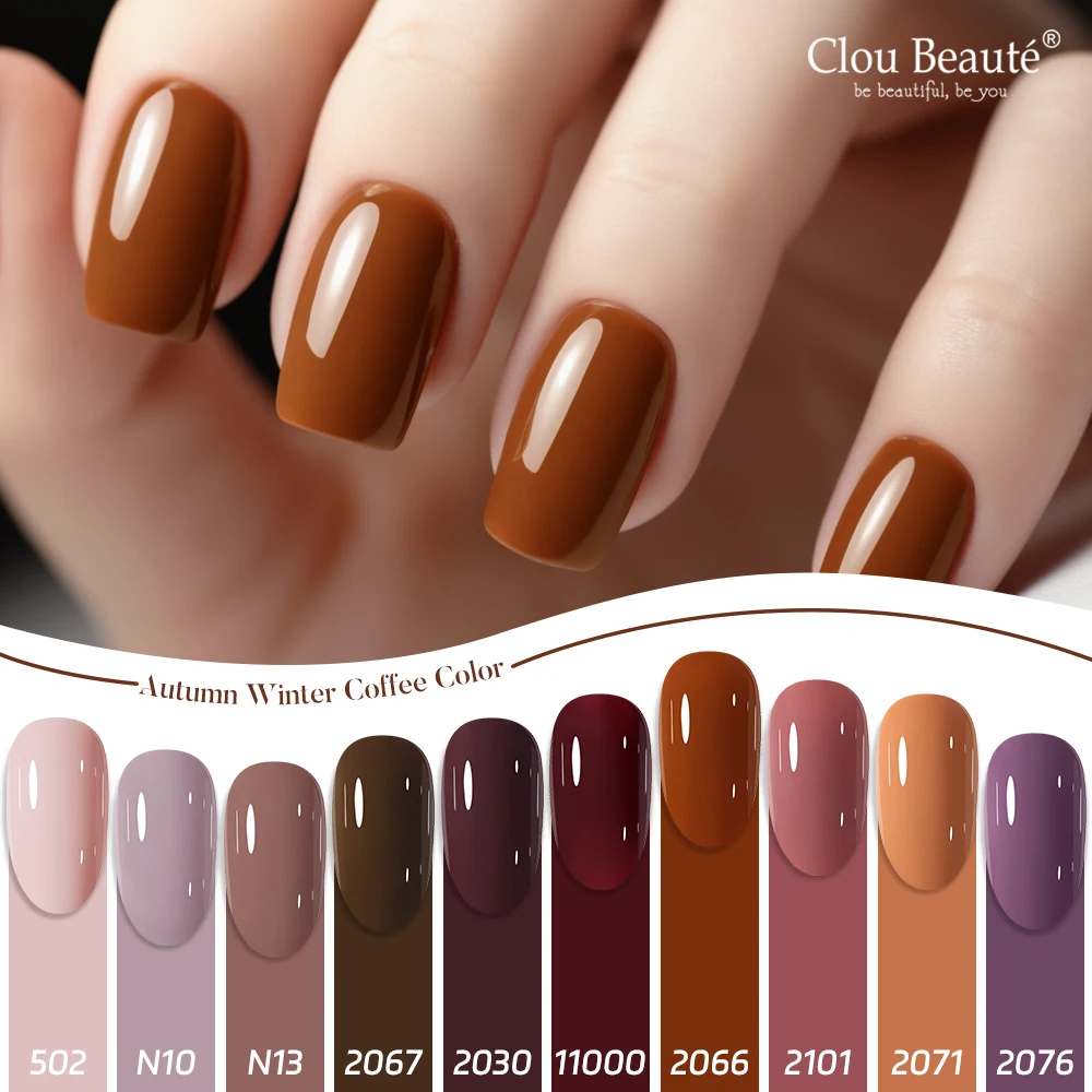 Clou Beaute HEMA TPO FREE Karamellbraun Weinrot Kaffee Gel Nagellack Hochpigmentiert Herbst Nail Art Vollständige Abdeckung UV-Lack