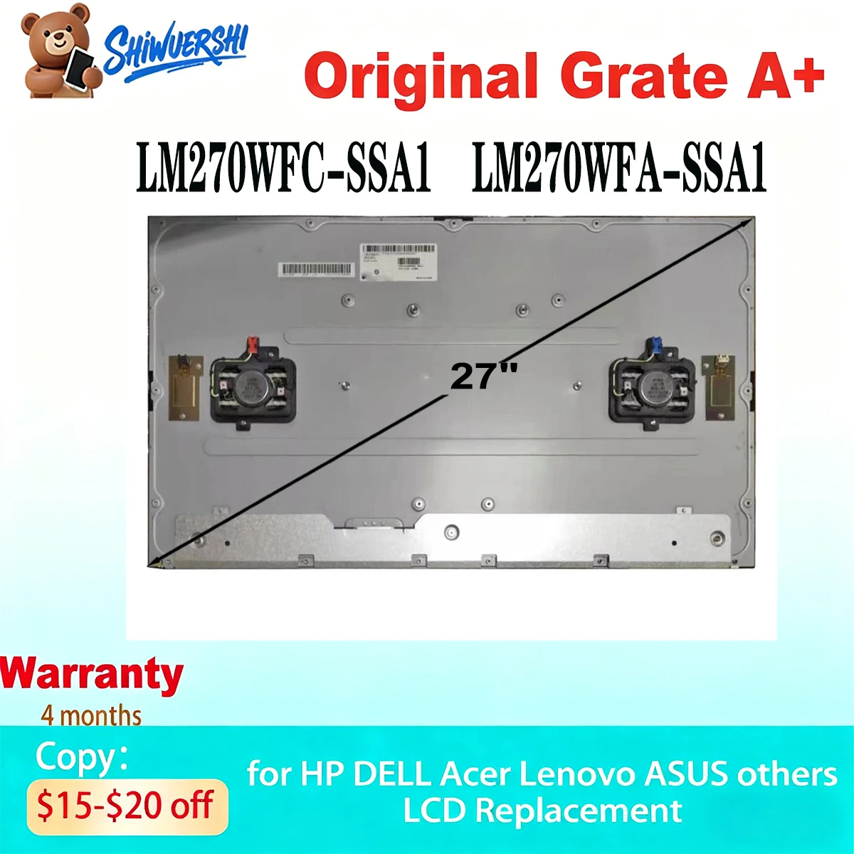 

TFT LCD Screen Display 1920*1080 FHD 75Hz 30 pins LM270WFC-SSA1 LM270WFC SSA1 LM270WFA-SSA1 LM270WFA SSA1 27" New Original