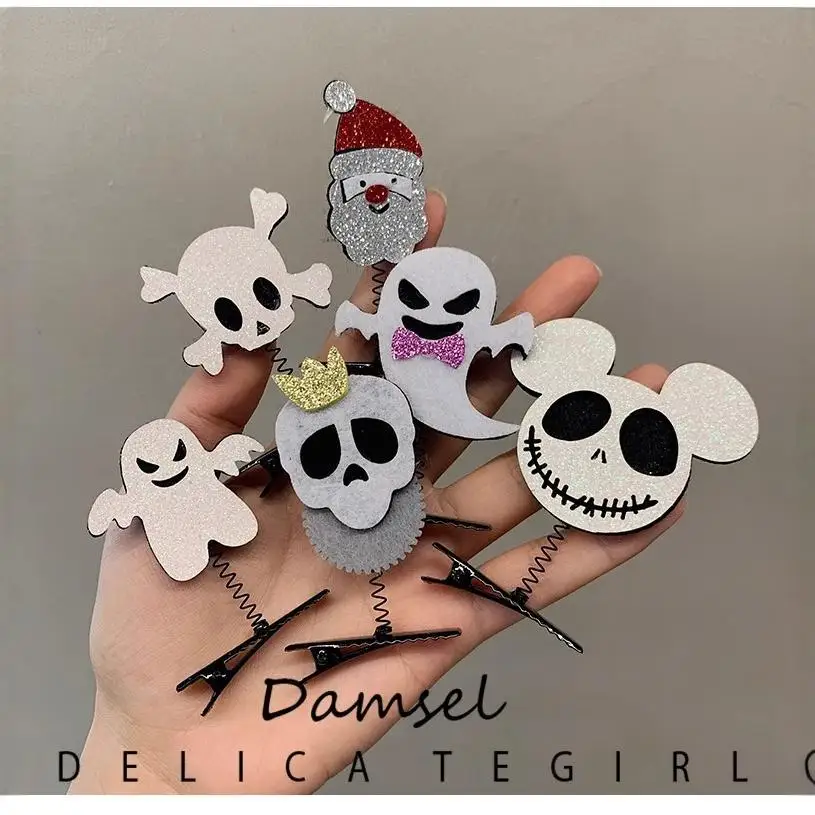 Halloween Hair Clips Kids Girls Pumpkin Bat Skull Premium Resin Party Decor Sturdy Cute Lightweight Playful Holiday
