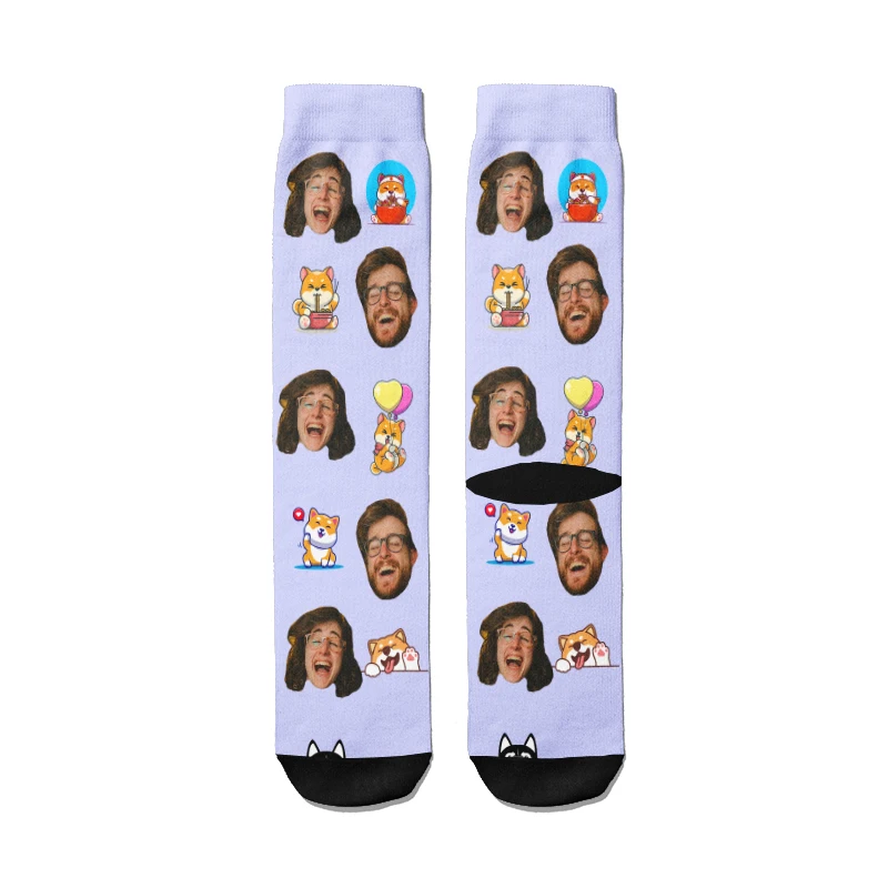 Personal custom avatar printed socks men women fashion interesting bear pattern long socks DIY gift socks for family friends