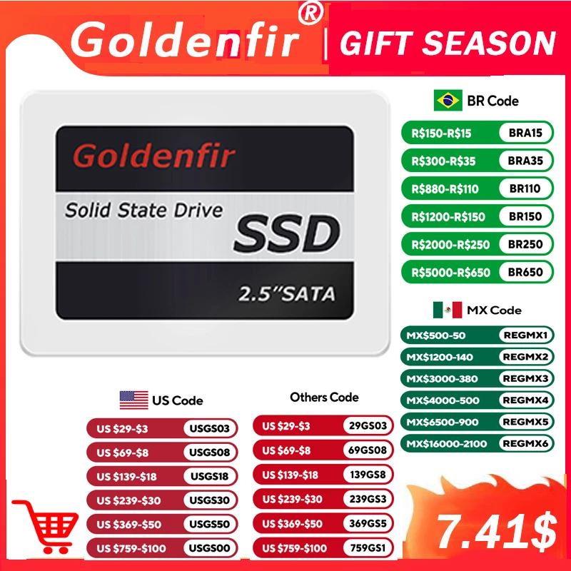Goldenfir 2.5 SSD 128GB 256GB 512GB 1TB SATA3 Internal Solid State Drives SATAIII 6GB/S Hard Disk