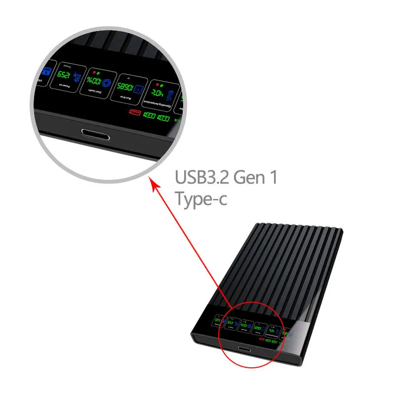 UTHAI Type-C Scatola per disco rigido esterno per laptop da 2,5 pollici con display digitale intelligente Soluzione di archiviazione mobile con porta seriale SATA