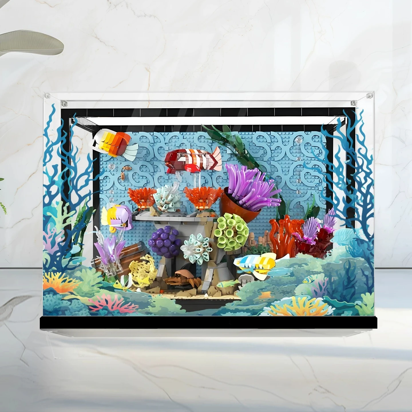 For LEGO 10366 Tropical Aquarium Acrylic Display Case, Crystal Clear Dustproof Storage Box - view 2