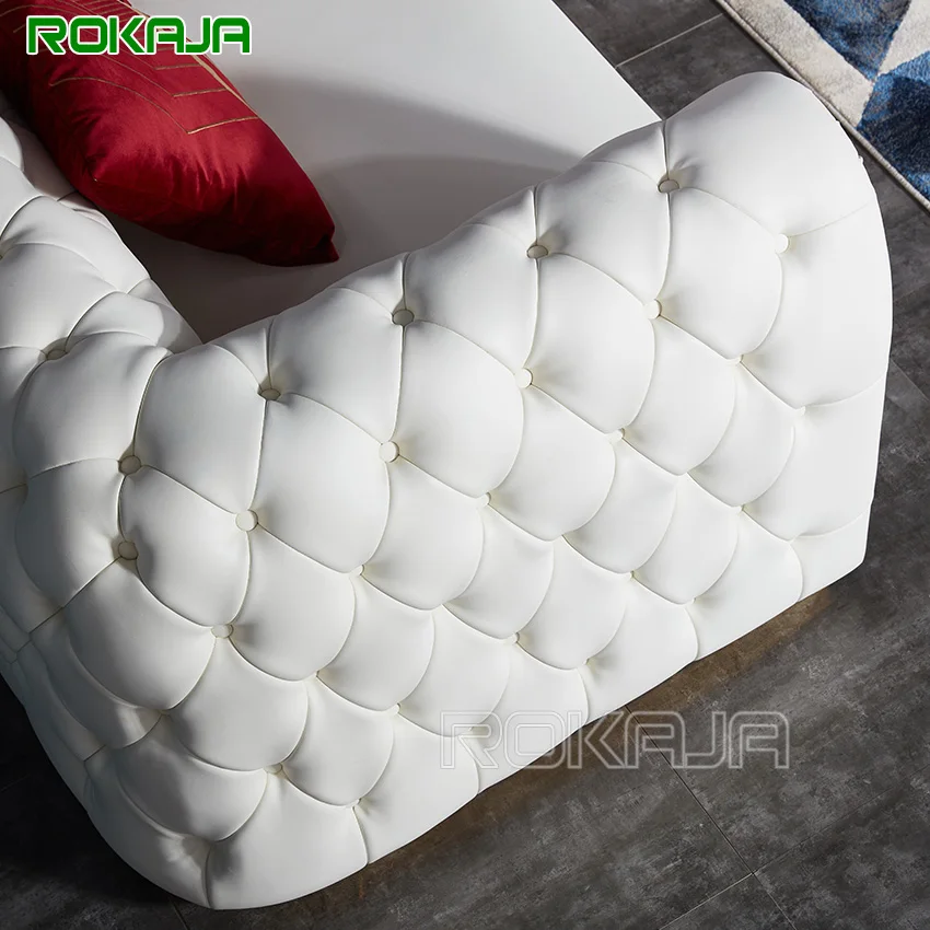 Italian 1 2 3 People Sofa Set Living Room Furniture Pull Buckle Luxury Sofas White Leather Modular Office Armrest Sofa Sets