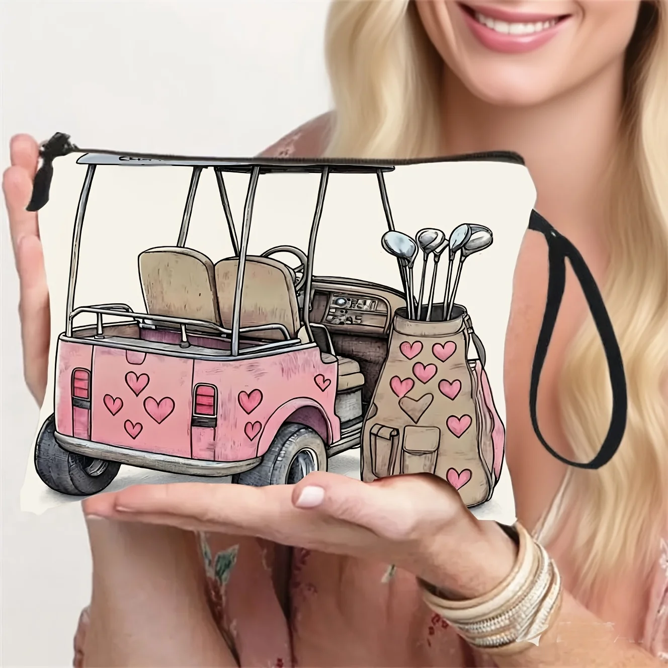 Women's Golf-Themed Toiletry Bag Suitable for Travel & Daily Use - Large Capacity Cosmetic with   Lightweight Zipper