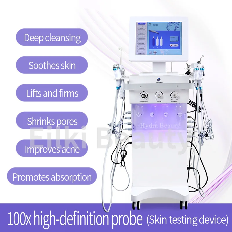 Nuovo 14 in 1 idroossigeno viso donne estetica attrezzatura di bellezza Hydra pelle che stringe la rimozione dei punti neri macchina per la pulizia del viso