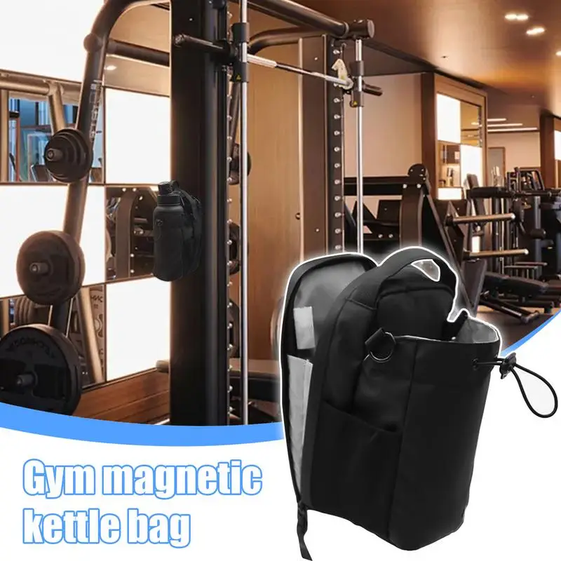 Tas Olahraga Magnetik Tas Pembawa Magnetik Kapasitas Besar dengan Saku Ponsel Kantong Botol Air Gym Portabel Organizer Aksesori Gym