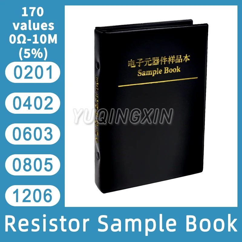 

0402 0603 0805 1206 5% SMD чип-резистор Книга образцов 0R-10M 170 значений Комплект сопротивления SMT 100R 1K 10K 100K Ом