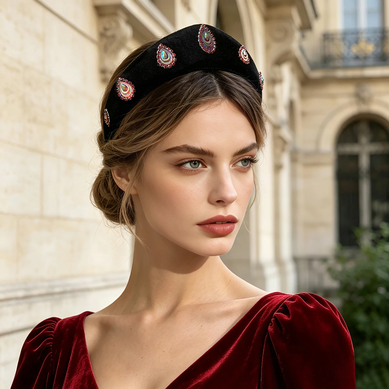 New Design Triangular Padded Crown Headband, Party Headpiece, High Crown Vintage Hair Accessory, Holiday Celebration Gift SA276