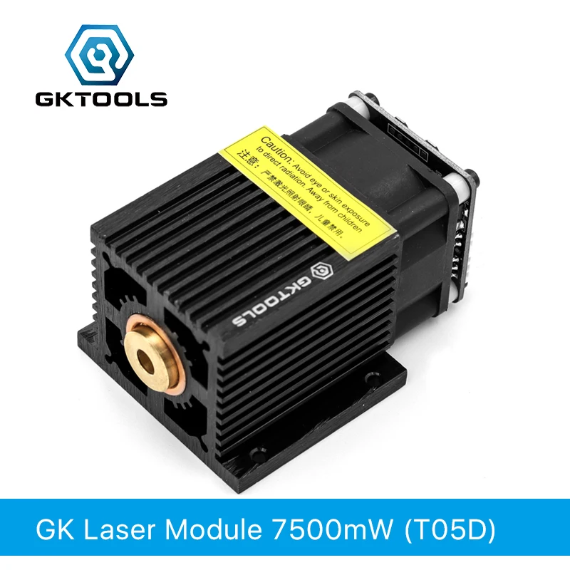 

GKTOOLS 445nm 7500mW 12V Fixed Focus Laser Module Diode TTL /PWM Marking Stainless Steel DIY Laser Engraver Cutter FB05D7500mw