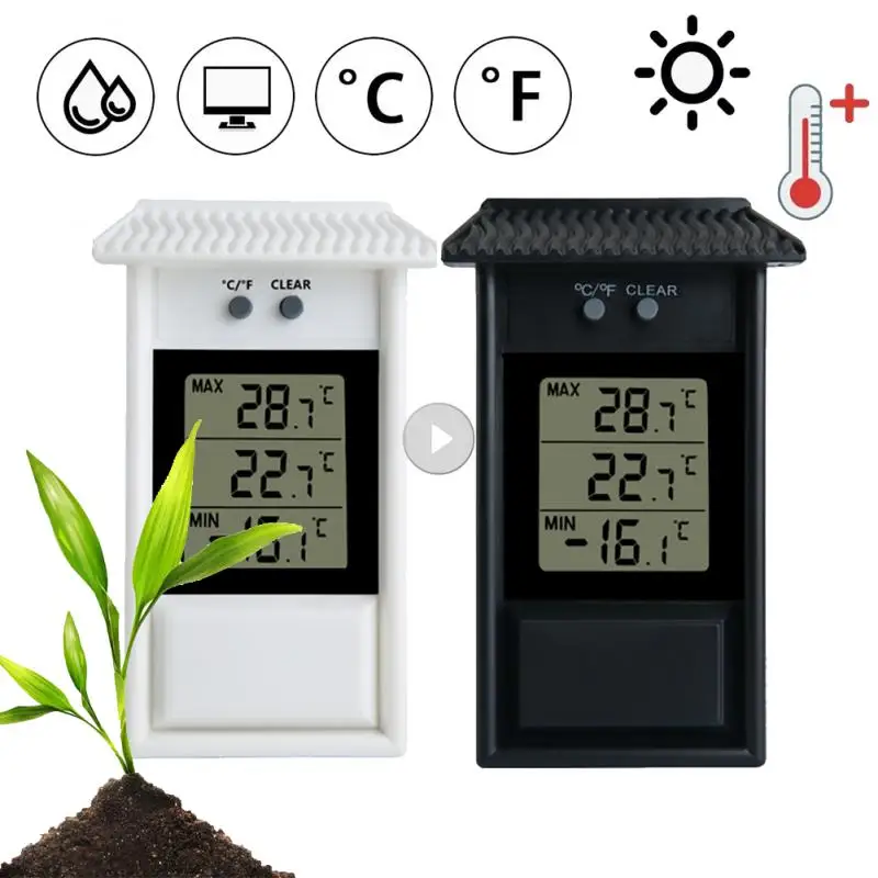 1PC Garden Waterproof Thermometer Max Min Outdoor Window Refrigerator Greenhouse Temperature Meter Hook Hole -20~50C C/F Switch