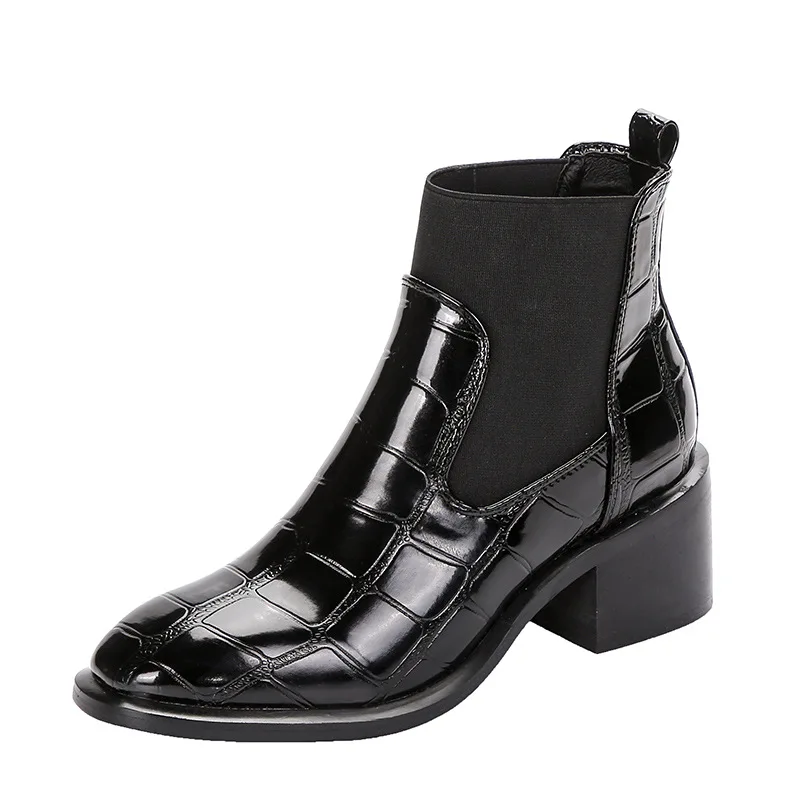 كتلة عالية الكعب أحذية الكاحل السوداء امرأة مصمم أحذية الموضة الفاخرة للمرأة مضخات الأحذية أحذية كعب سميك