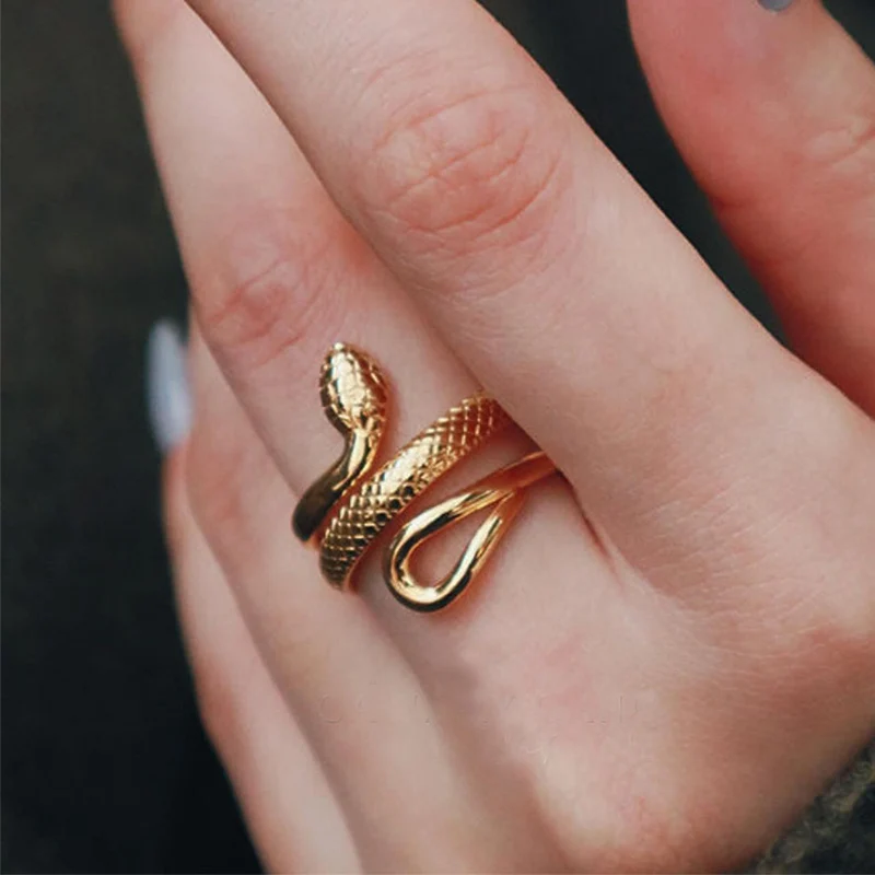 PANGJERY 316L Stainless Steel Snake Geometric Rings For Women Creative Design Personality Fashion Non-fading Party Jewelry Gifts