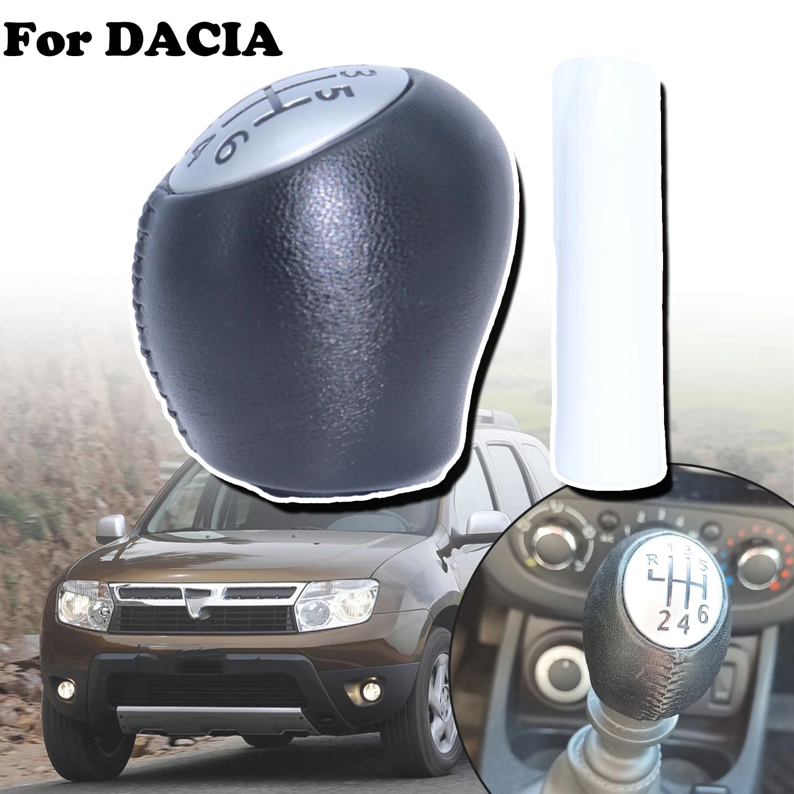 

6 Speed Gear Shift Knob pu Leather Pen Handleball For DACIA DUSTER 2009 DOKKER LODGY 2012 2013 Interior Accessories 328650005R