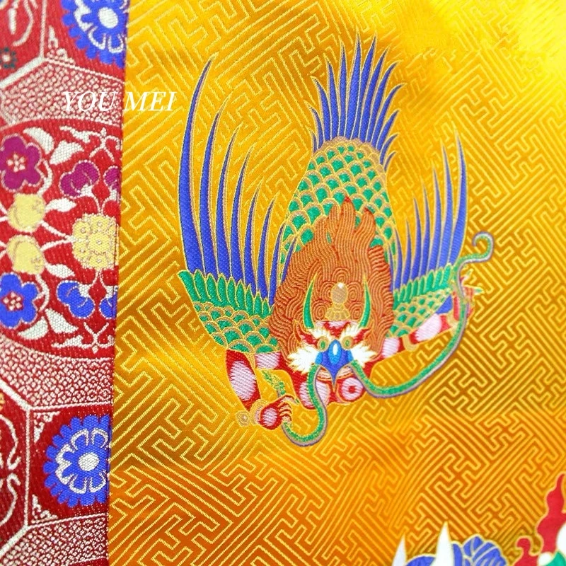 Tibetan-Style Door Curtain for Home, Nepalese Embroidery,Yellow Auspicious Pegasus Patterns, Partition art Hanging Curtain