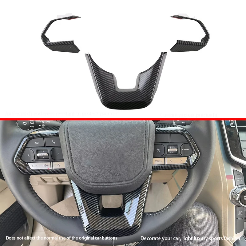 For Toyota Land Cruiser LC300 2022-2024 Steering Wheel Bright Trim Button Decoration Frame Steering Wheel Stickers Accessories