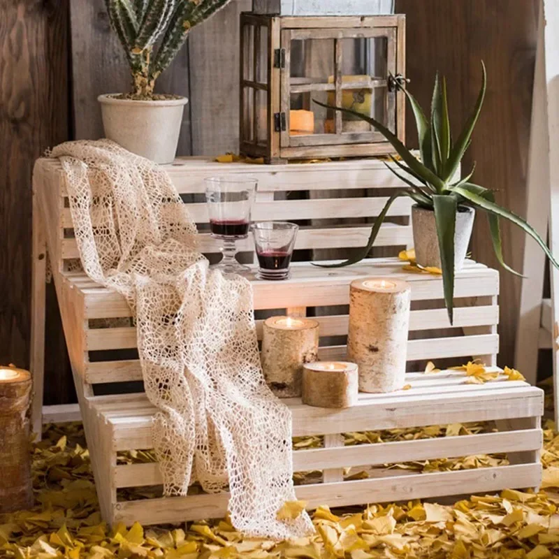 

SAT2 Wooden Stairs Plant Shelves Balcony Watering Large Patio Design Plant Stand Garden Living Room Soporte Para Plantas Decorat