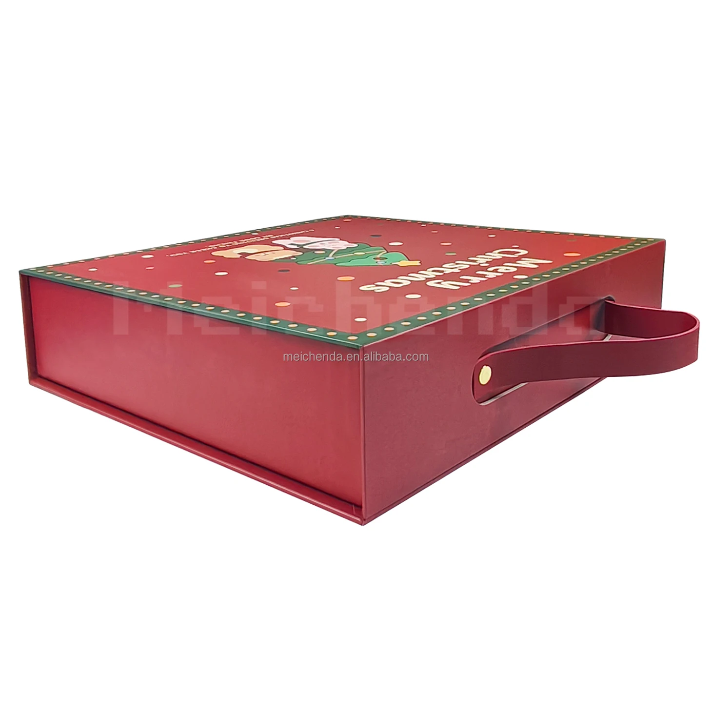 Customized queryHigh-End Portable Cosmetics Snacks Jewelry Candle Perfume Packaging Box Red Christmas Advent Calendar Box Whosal