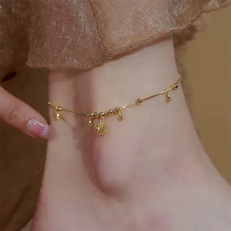 

New charming niche design golden bell anklet light luxury cool internet celebrity ins style fashion all-match
