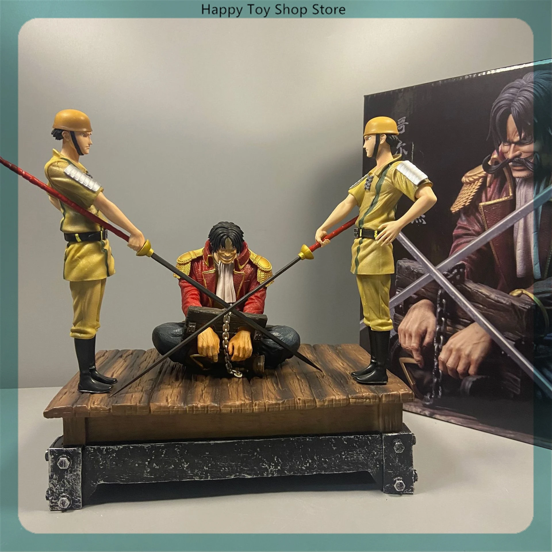 26cm One Piece Gol D Roger Execution Desk Soldier Anime Action Figure Model Gk Statue Collection Desktop Decoration Ornament Toy