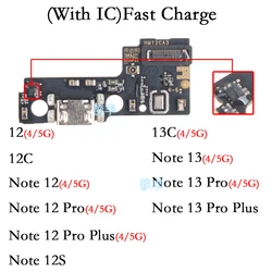 Conector USB Dock Charger para Xiaomi Redmi Note 12, 12S, 13C, Pro Plus, 4G, 5G Placa de Carregamento, Portas Flex