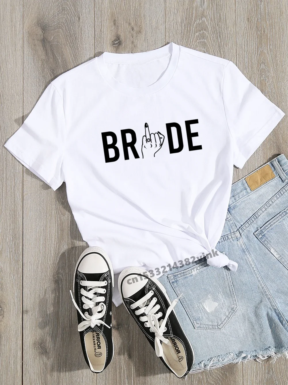 Bride Ring Finger Bride Team Print Bachelorette Wedding Party Women T-shirt Casual ladies basic O-collar Short Sleeved T-shirt