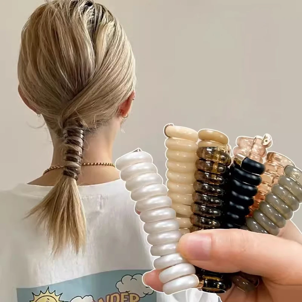 5 sztuk kobiety kucyk elastyczne opaski do włosów przewód telefoniczny gumki do włosów Scrunchies losowy kolor gumowa opaska na głowę dziewczyny akcesoria do włosów