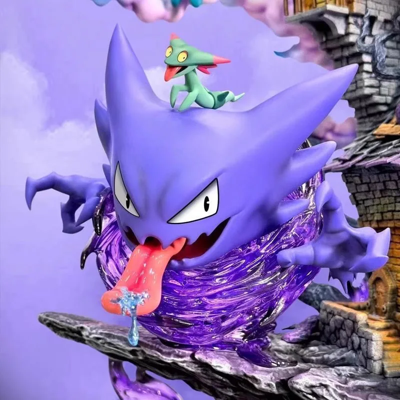 

2026 New 32cm/12.6in Ainme Pokemon Figure Gengar Evolution Family bucket Action Figures Pvc Statue Collection Model Toys Gifts