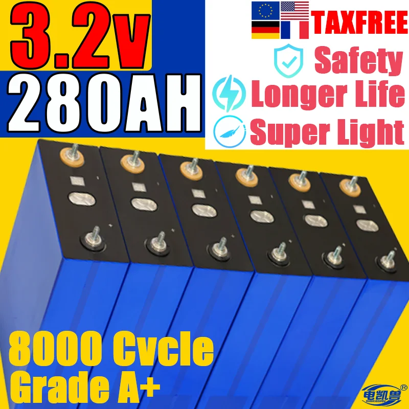 

new 3.2V LiFePo4 battery 280AH 12V 24V 36V camping car lithium iron phosphate golf cart rechargeable battery