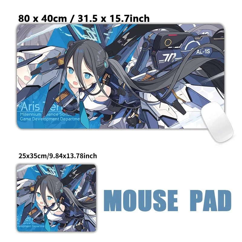 Anime Mouse Pad Gamer XXL Keyboard Table Mat Long Grey Twin Tail Mecha Blue Anime Girl Multi Scene Office Gaming Home Desk Mat