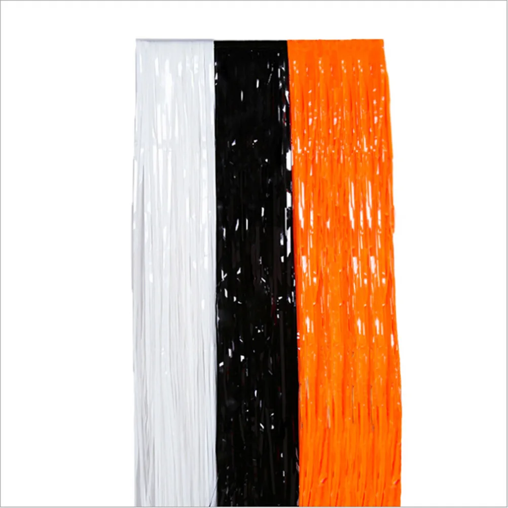 

3ft X 8ft Bling Tinsel Fringe Curtain Smooth Texture Lightweight Party Decoration Black Fringe Curtain Decoration