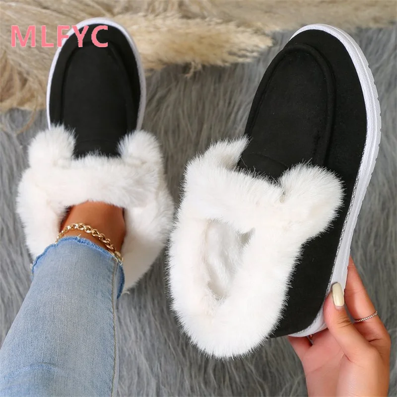 

Women's Snowy Boots Winter New Large Solid Color Plush Fit Comfortable Cotton Shoes Women's Casual Flat Sole Boots mujer