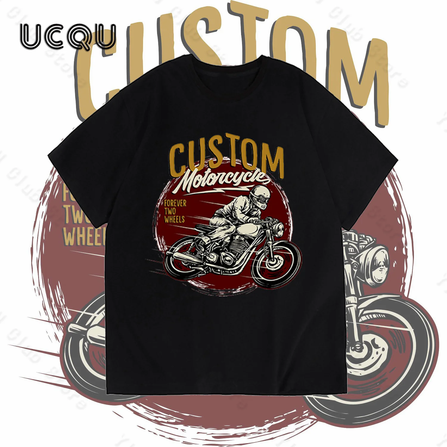 

Motorcycle Custom Printed Men's Cotton T-Shirt Motorcycle Peripheral Culture Street Loose Casual Versatile Men's Short Sleeves