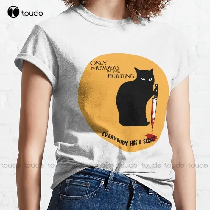 Cat Only Murders In The Building Classic T-Shirt Mens White Tee Shirts Outdoor Simple Vintag Casual T Shirts Xs-5Xl Custom Gift