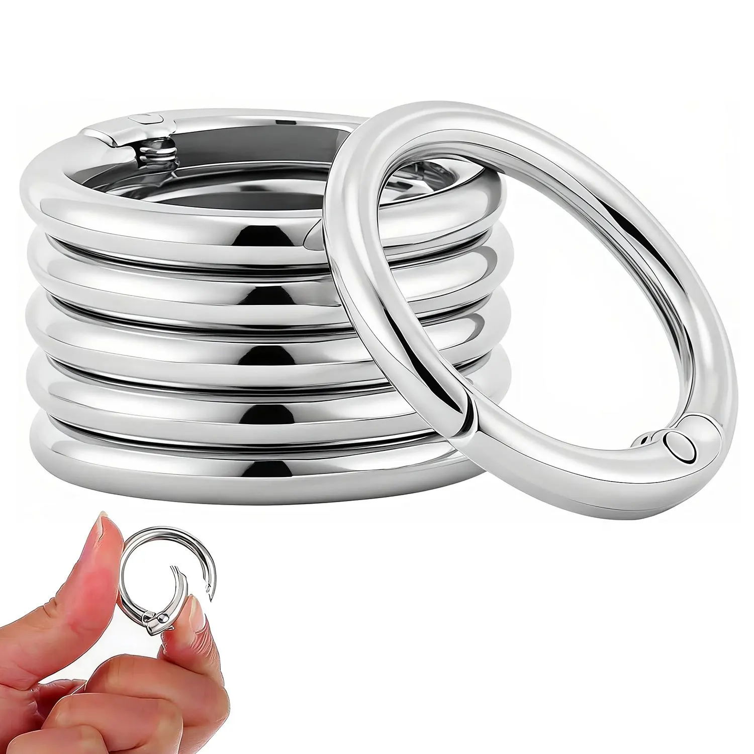 10pcs Spring O Ring Clip Clasp Round Keychain for Bag Purse Handbag Strap Men Women's Keychain