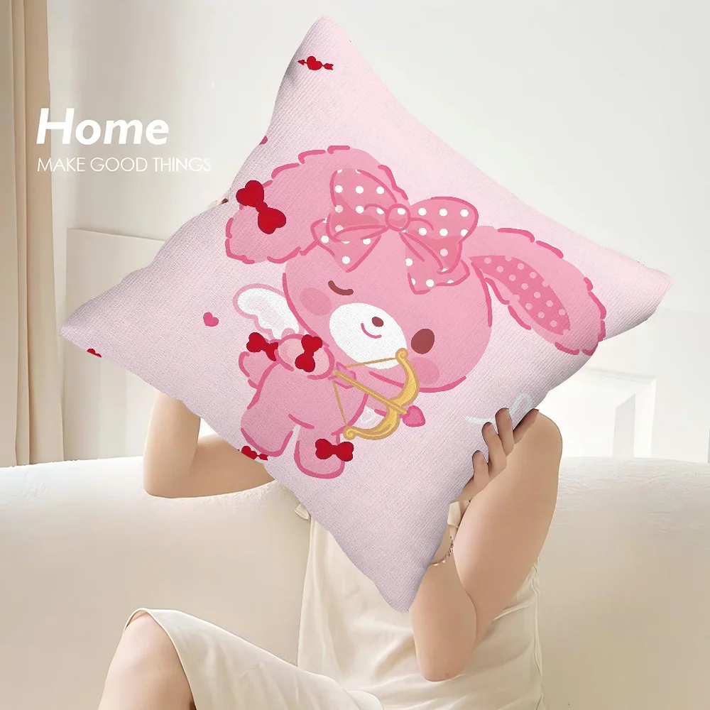Kawaii Bunny S-Sugarbunnies Pillow Case Sofa Decorative Home Double-sided Print Plush Square Throw Pillow Covers Cushion Decor